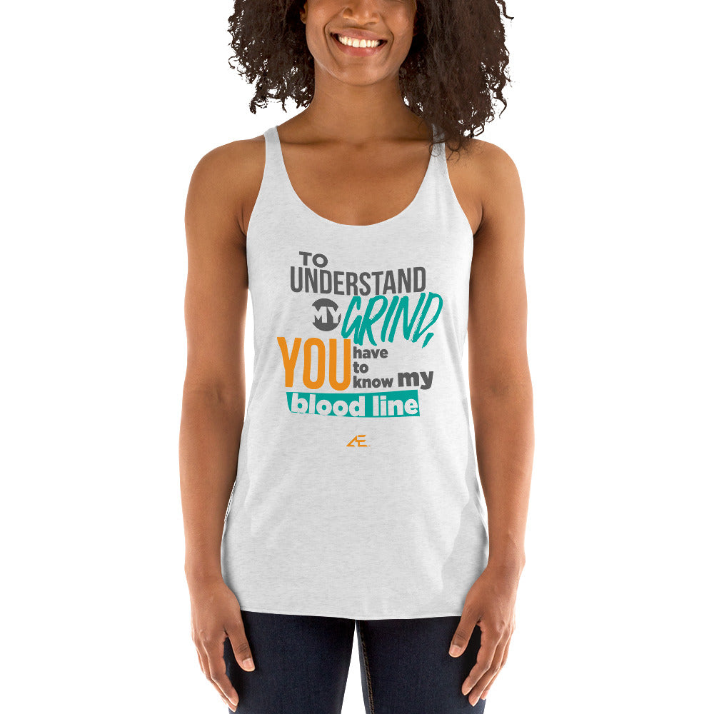 To Understand My Grind Women's White Racerback Tank