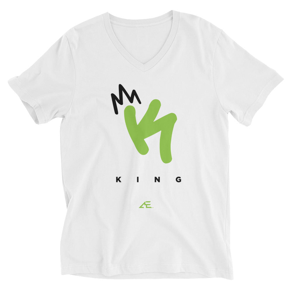 King Short Sleeve V-Neck White T-Shirt