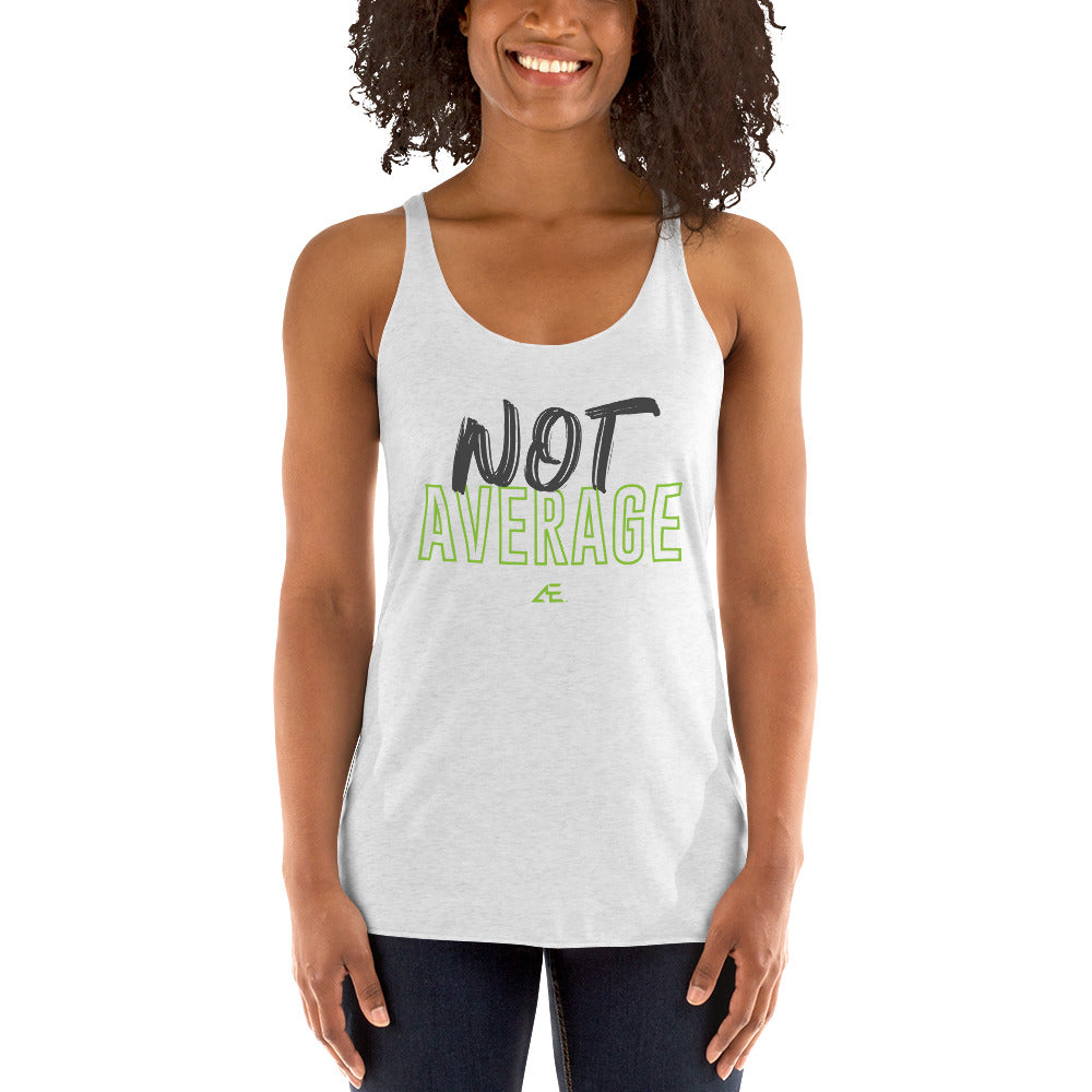Not Average Women's White Racerback Tank
