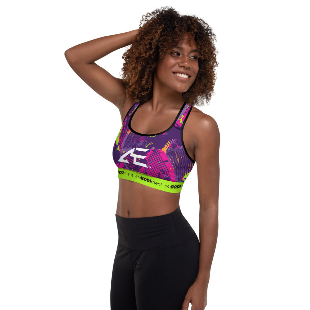 AE Graffiti Lime Padded Sports Bra