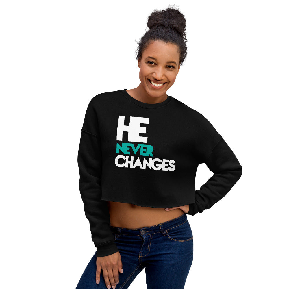He Never Changes Women's 2 Crop Hoodie