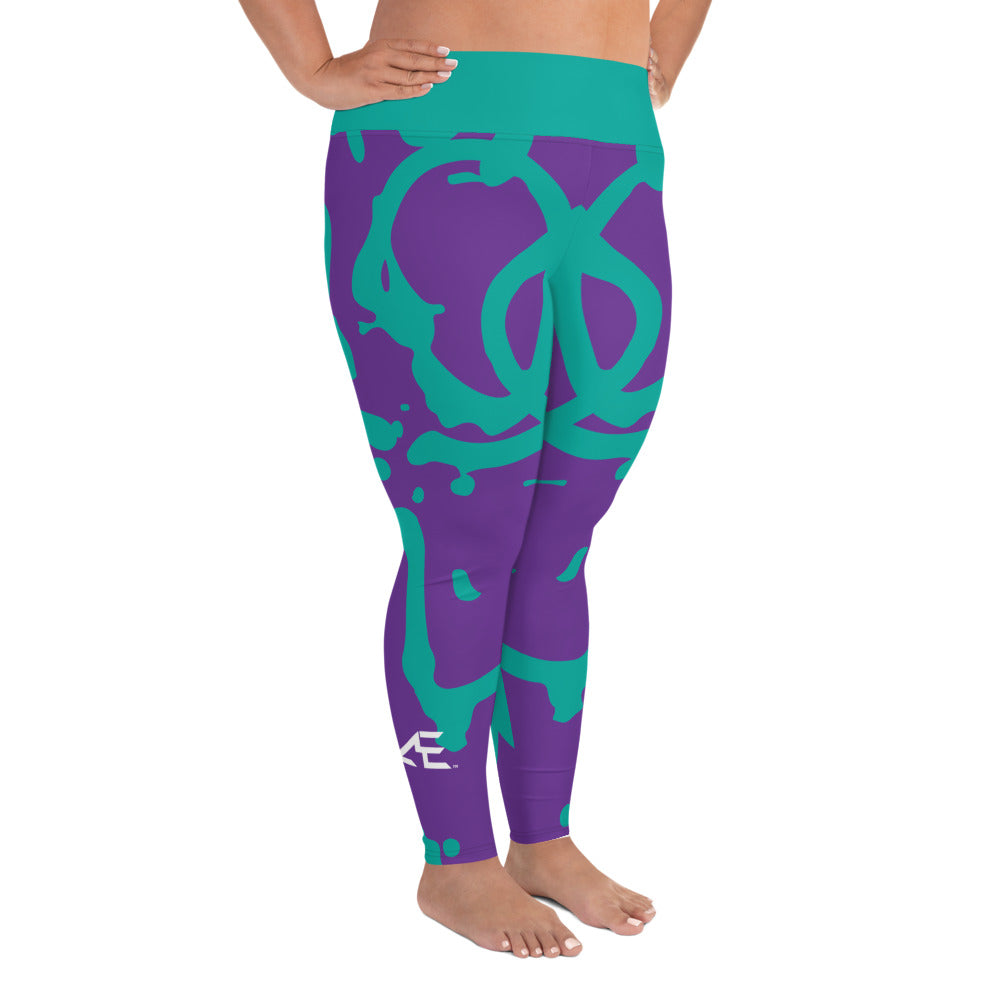 Teal Graffiti Plus Size Leggings