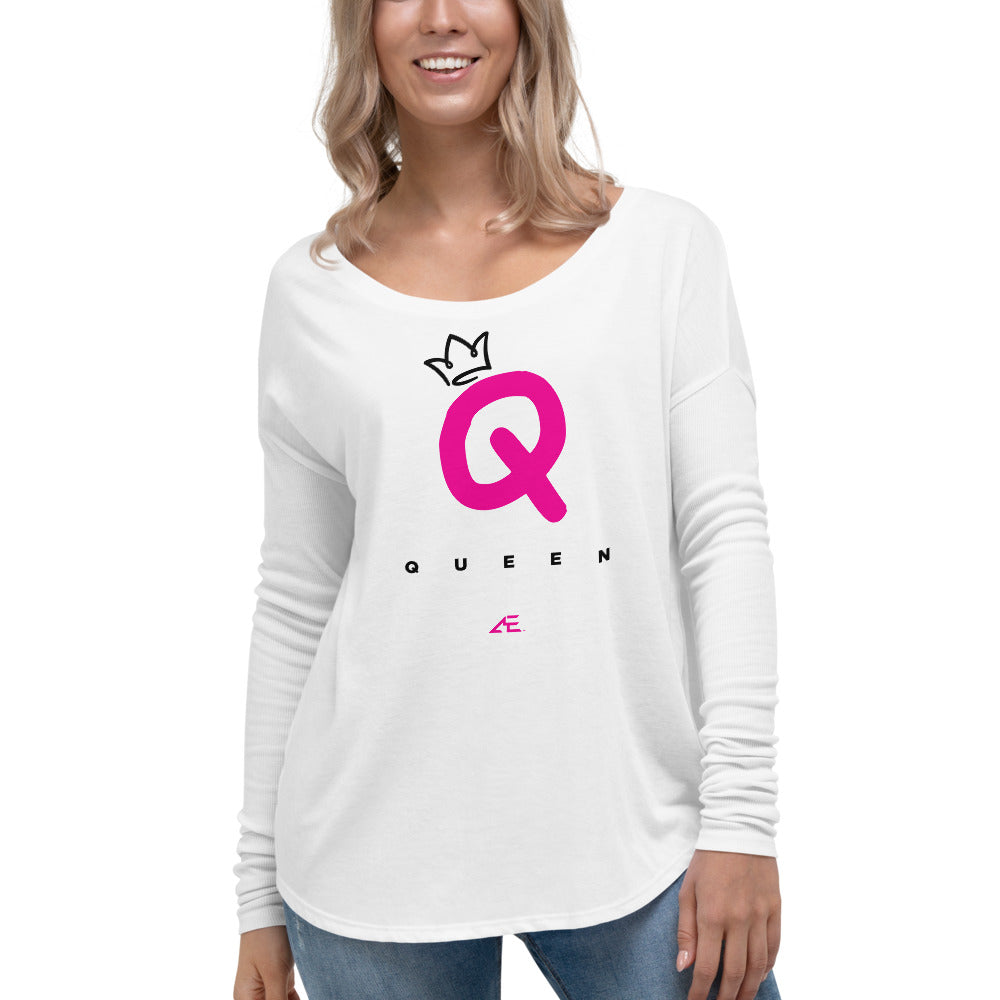 Queen Ladies' Long Sleeve White Tee