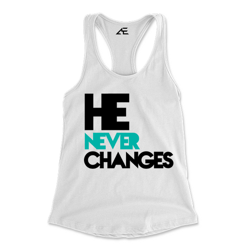 Women's He Never Change Racerback Shirt