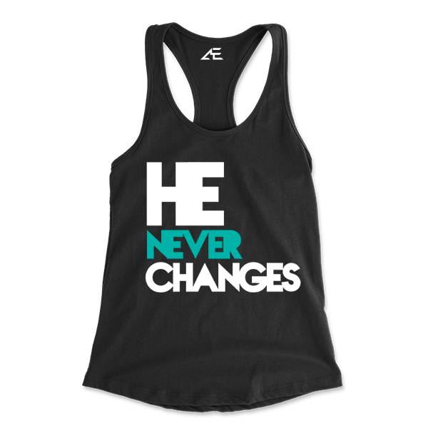 Women's He Never Change Racerback Shirt