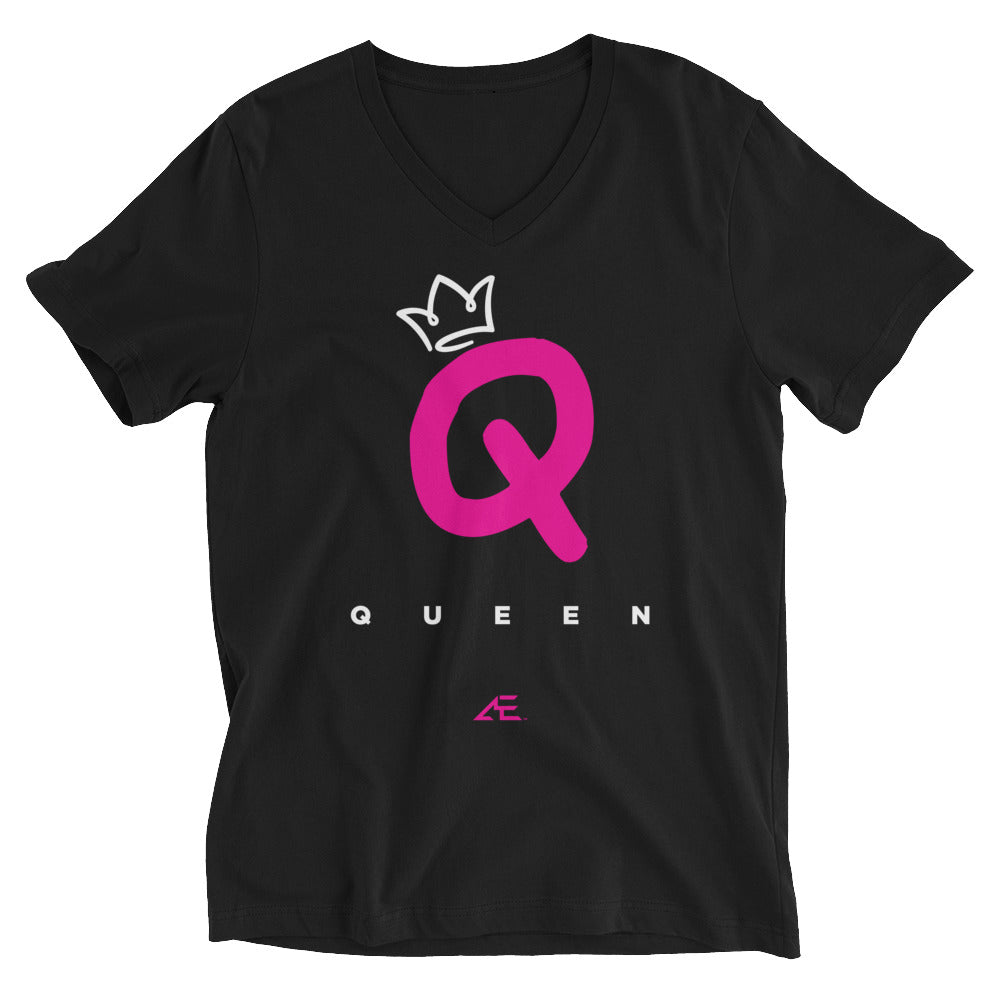 Queen 2 Black Short Sleeve V-Neck T-Shirt