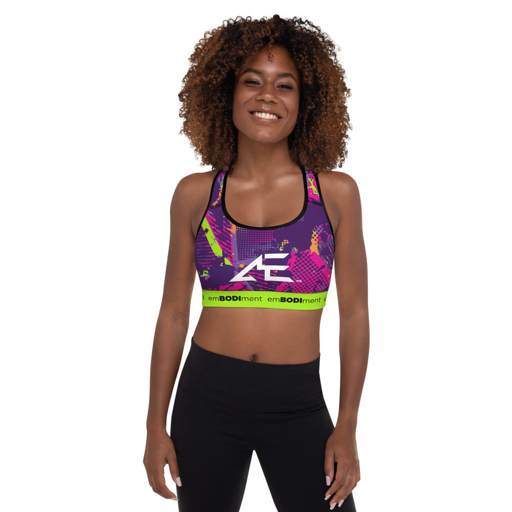 AE Graffiti Lime Padded Sports Bra