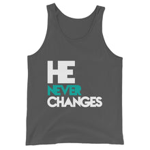 Load image into Gallery viewer, He Never Changes Unisex Tank Top