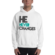 Load image into Gallery viewer, He Never Changes White Hoodie