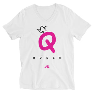 Queen 2 White Short Sleeve V-Neck T-Shirt